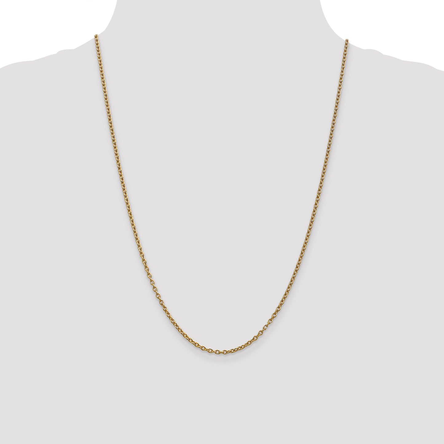 14K Yellow Gold 24 Inch 2.4mm Round Open Link Cable With Lobster Clasp Chain