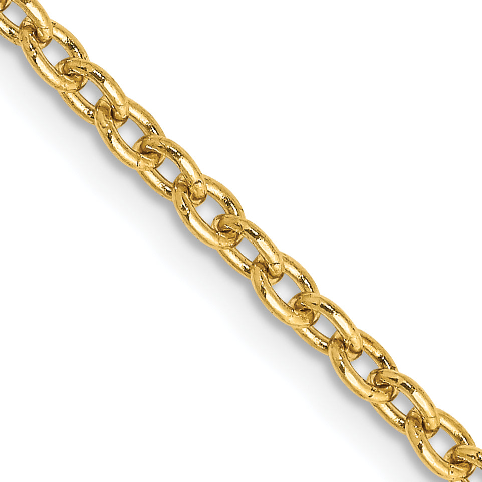 14K Yellow Gold 16 Inch 2.4mm Round Open Link Cable With Lobster Clasp Chain