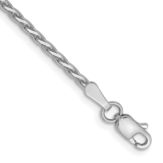 14K White Gold 7 Inch 1.9mm Diamond-Cut Parisian Wheat With Lobster Clasp Bracelet