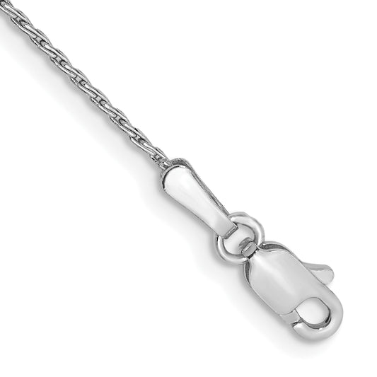 14K White Gold 7 Inch 1mm Round Parisian Wheat With Lobster Clasp Bracelet