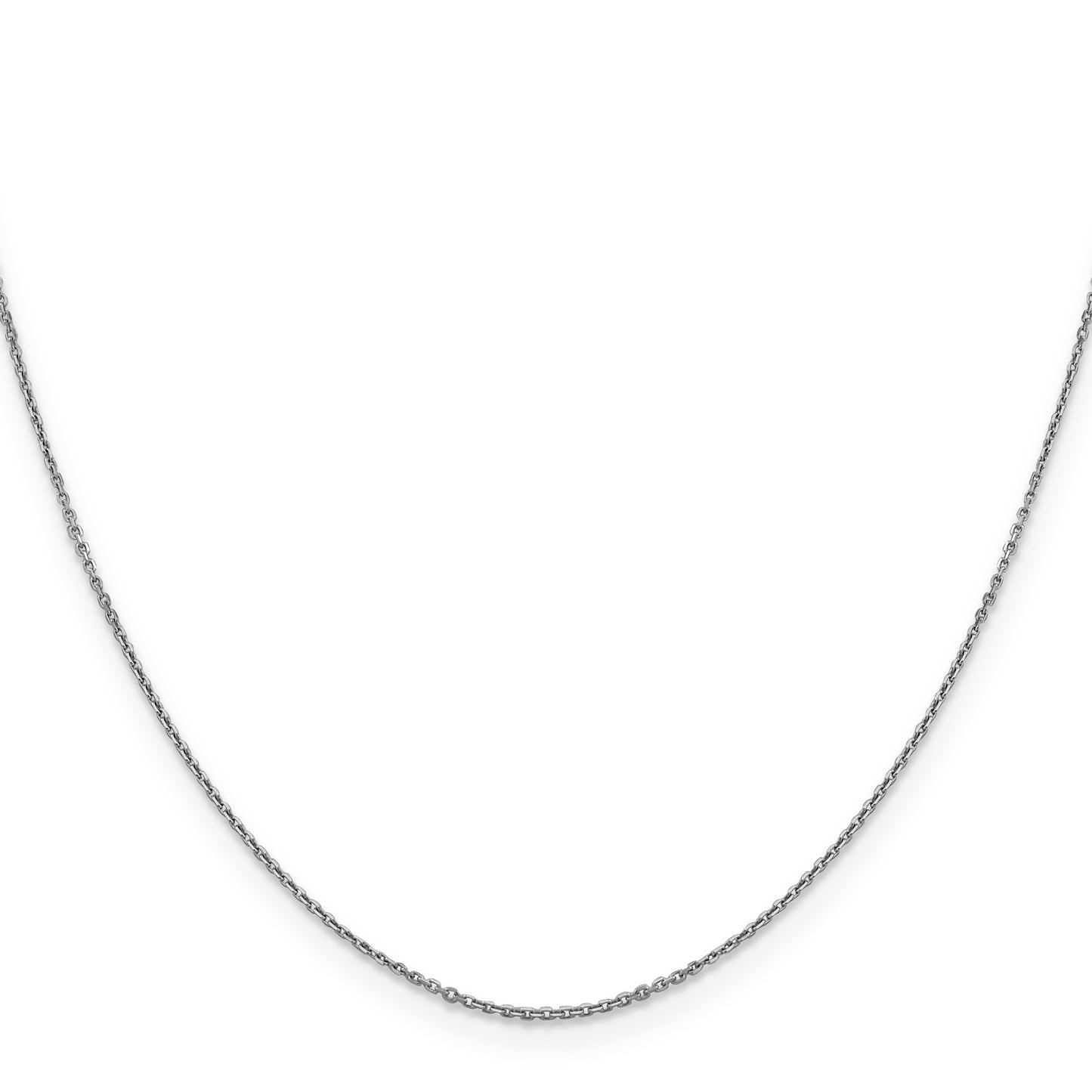 14K White Gold 16 Inch .9mm Diamond-Cut Round Open Link Cable With Lobster Clasp Chain