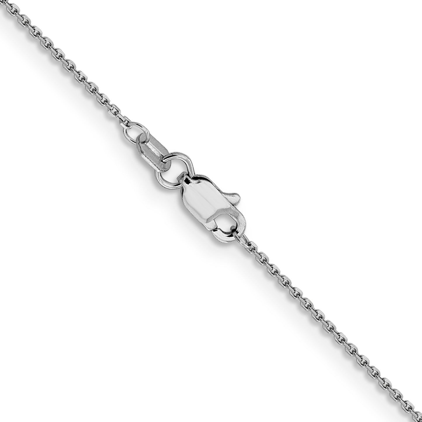 14K White Gold 22 Inch .9mm Diamond-Cut Round Open Link Cable With Lobster Clasp Chain