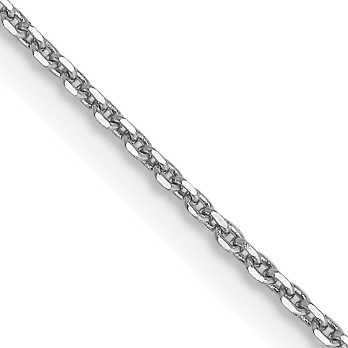 14K White Gold 16 Inch .9mm Diamond-Cut Round Open Link Cable With Lobster Clasp Chain