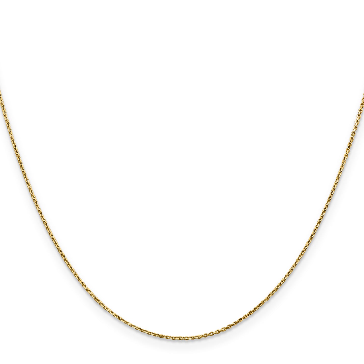 14K Yellow Gold 16 Inch .9mm Diamond-Cut Round Open Link Cable With Lobster Clasp Chain