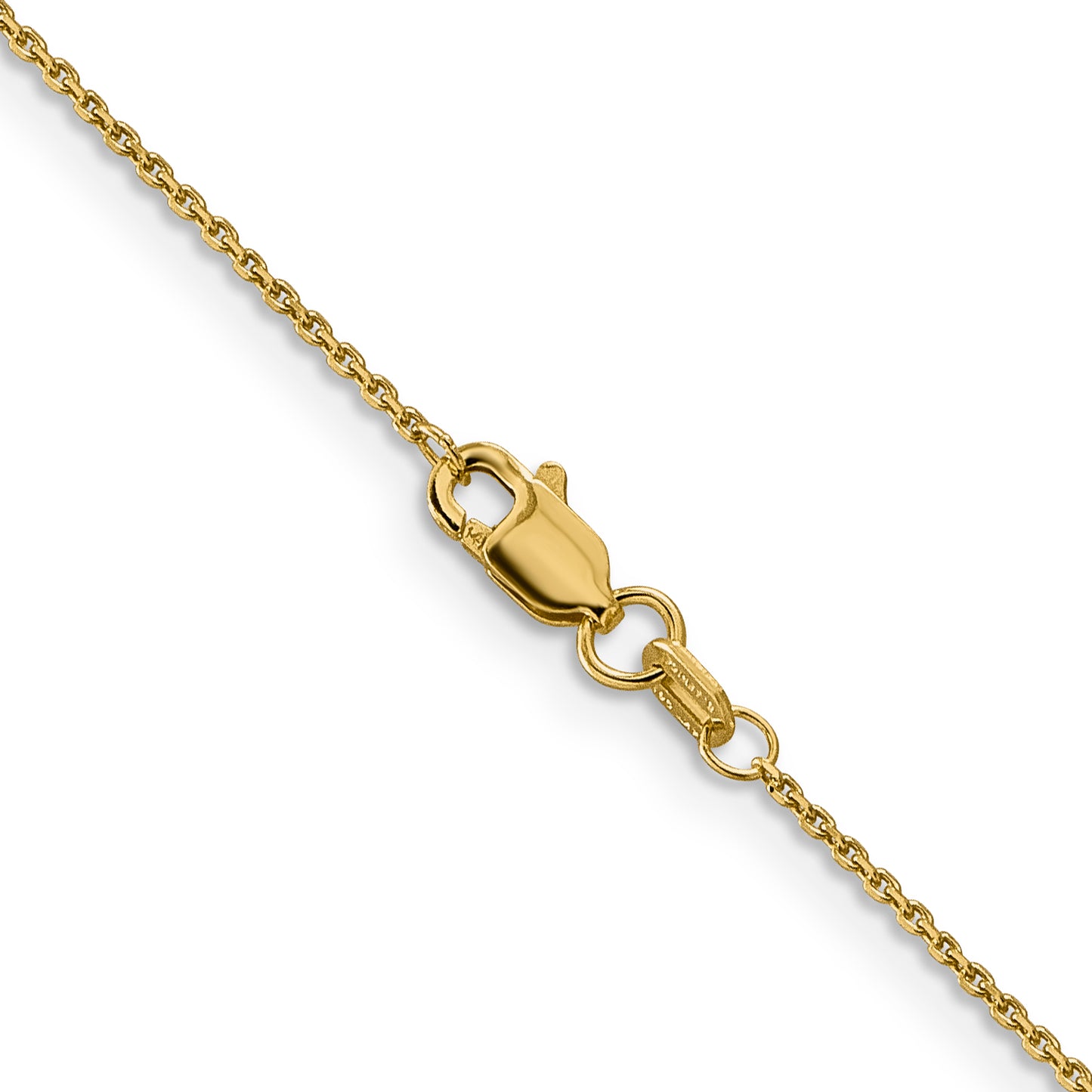 14K Yellow Gold 16 Inch .9mm Diamond-Cut Round Open Link Cable With Lobster Clasp Chain