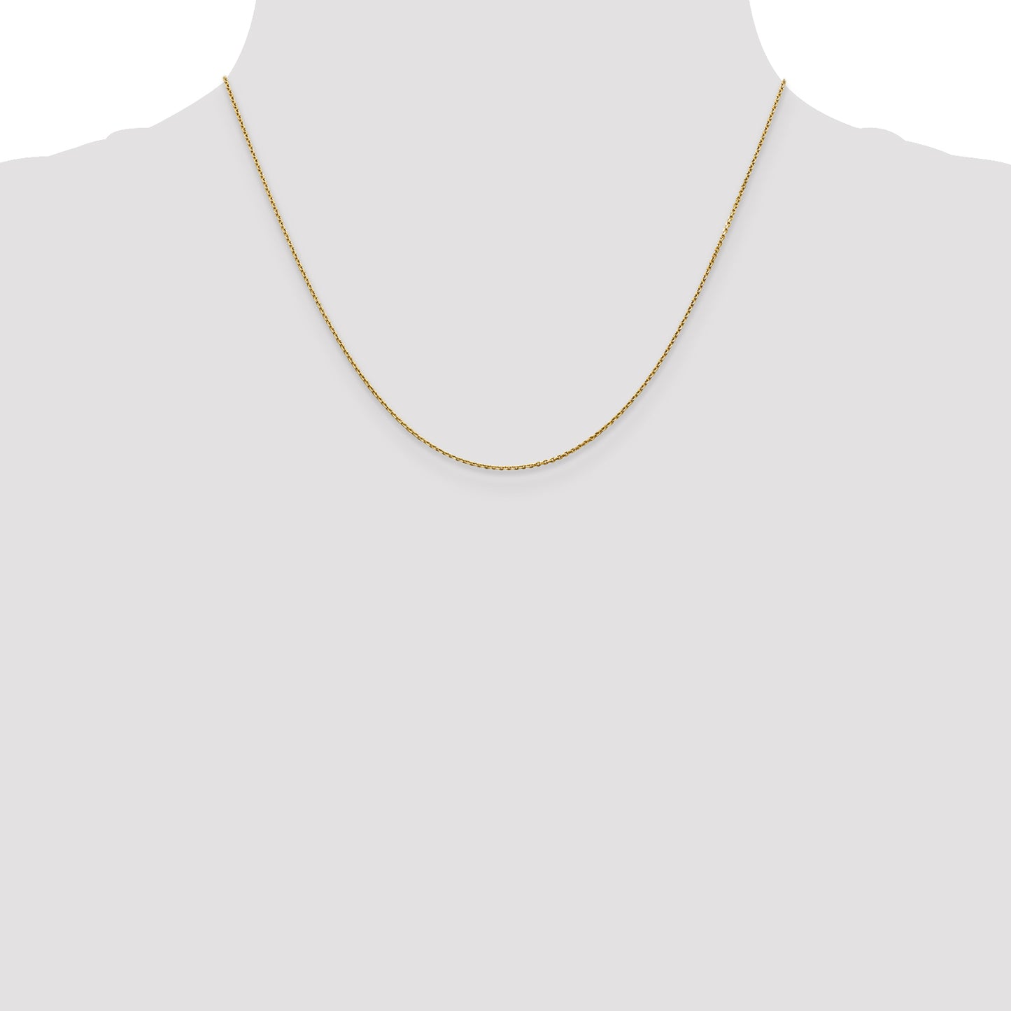 14K Yellow Gold 18 Inch .9mm Diamond-Cut Round Open Link Cable With Lobster Clasp Chain