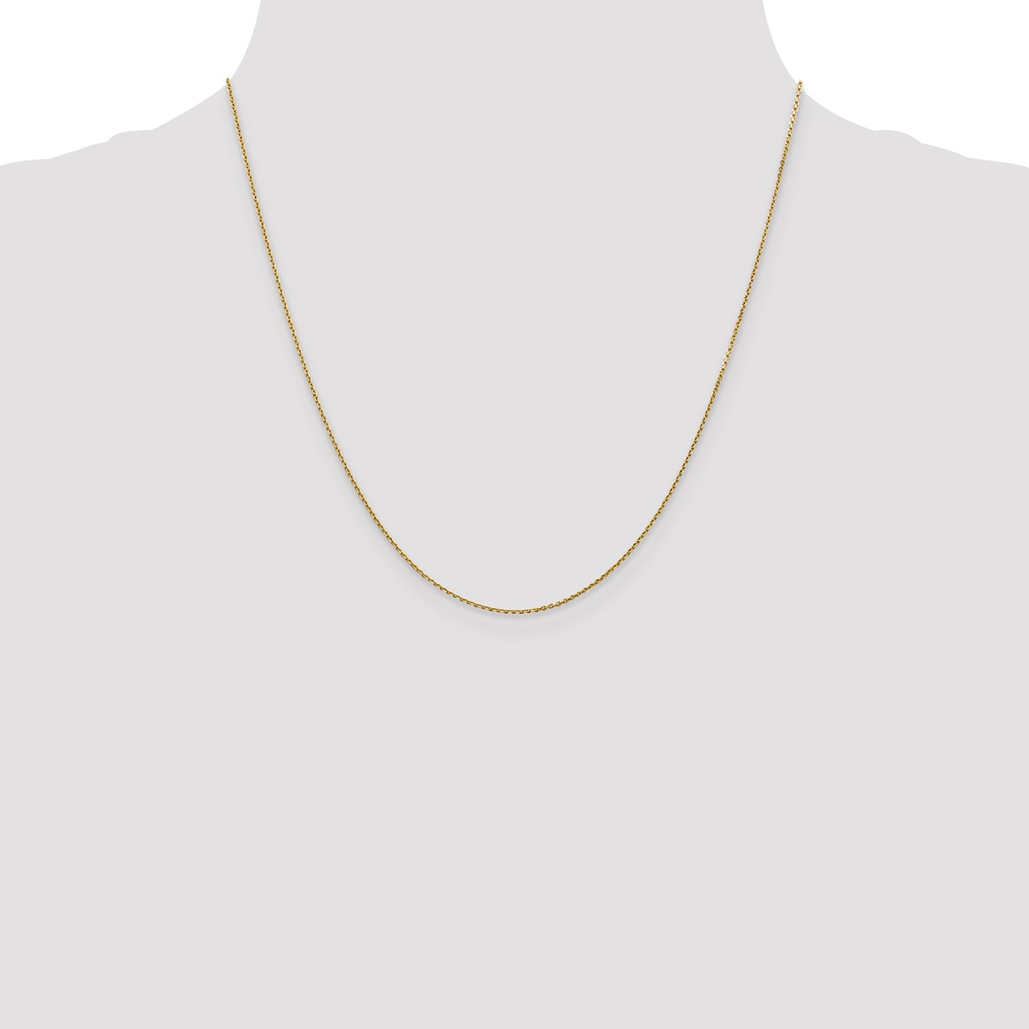 14K Yellow Gold 20 Inch .9mm Diamond-Cut Round Open Link Cable With Lobster Clasp Chain