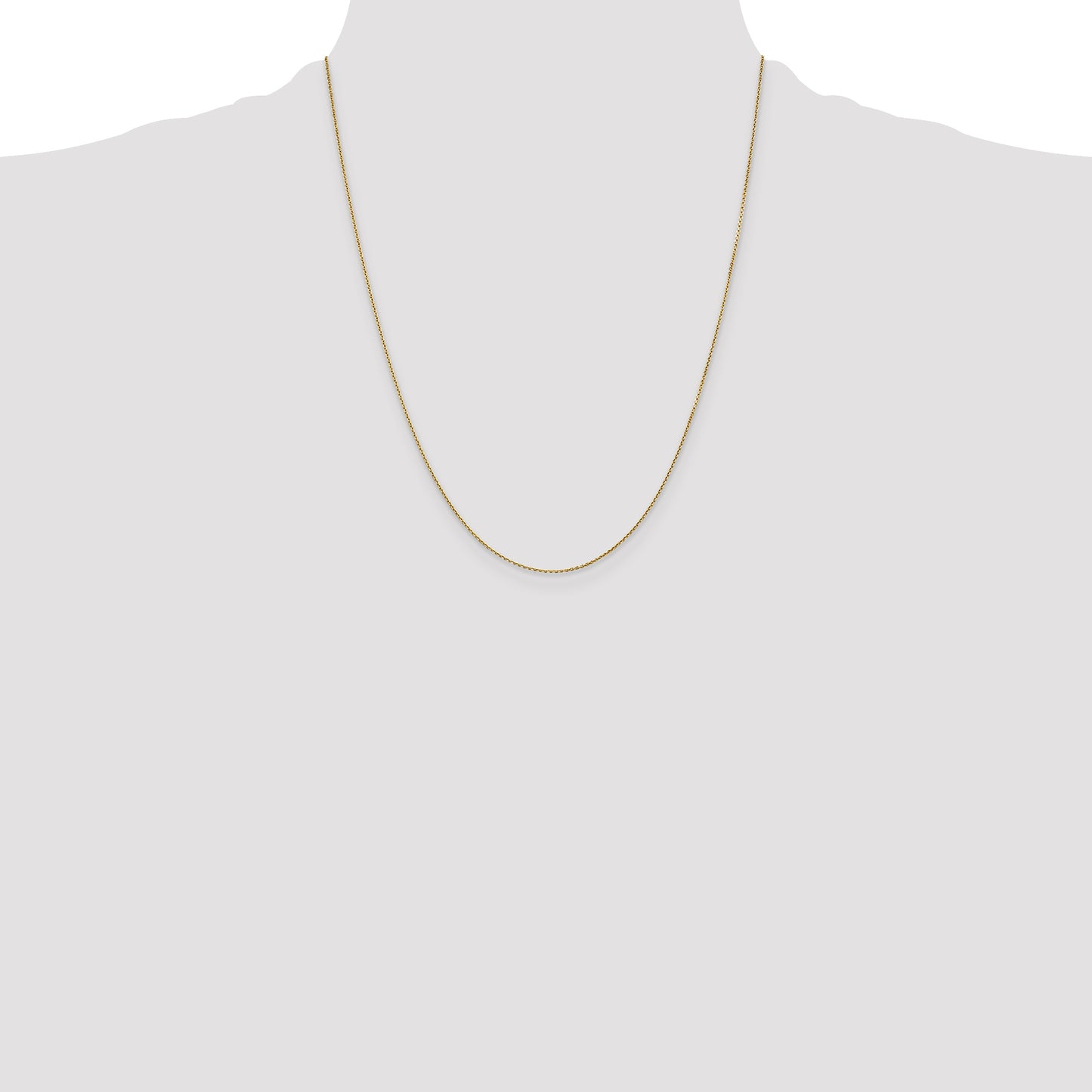 14K Yellow Gold 22 Inch .9mm Diamond-Cut Round Open Link Cable With Lobster Clasp Chain