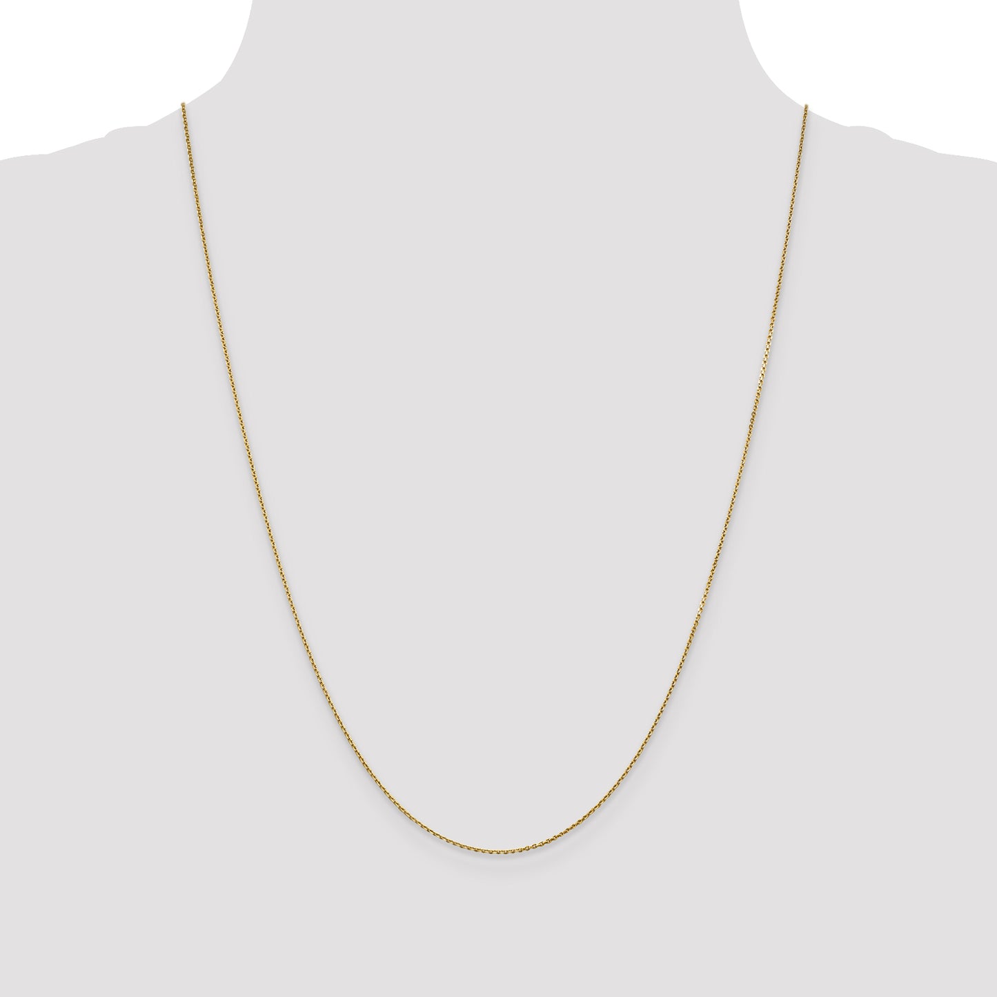 14K Yellow Gold 24 Inch .9mm Diamond-Cut Round Open Link Cable With Lobster Clasp Chain