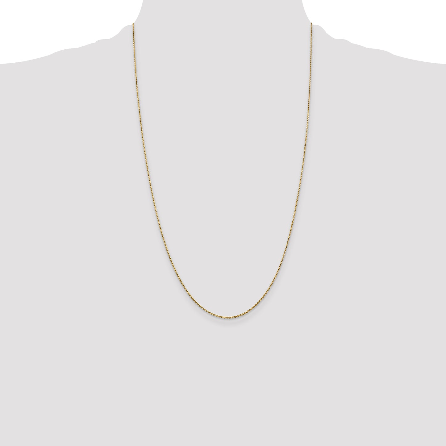 14K Yellow Gold 26 Inch .9mm Diamond-Cut Round Open Link Cable With Lobster Clasp Chain