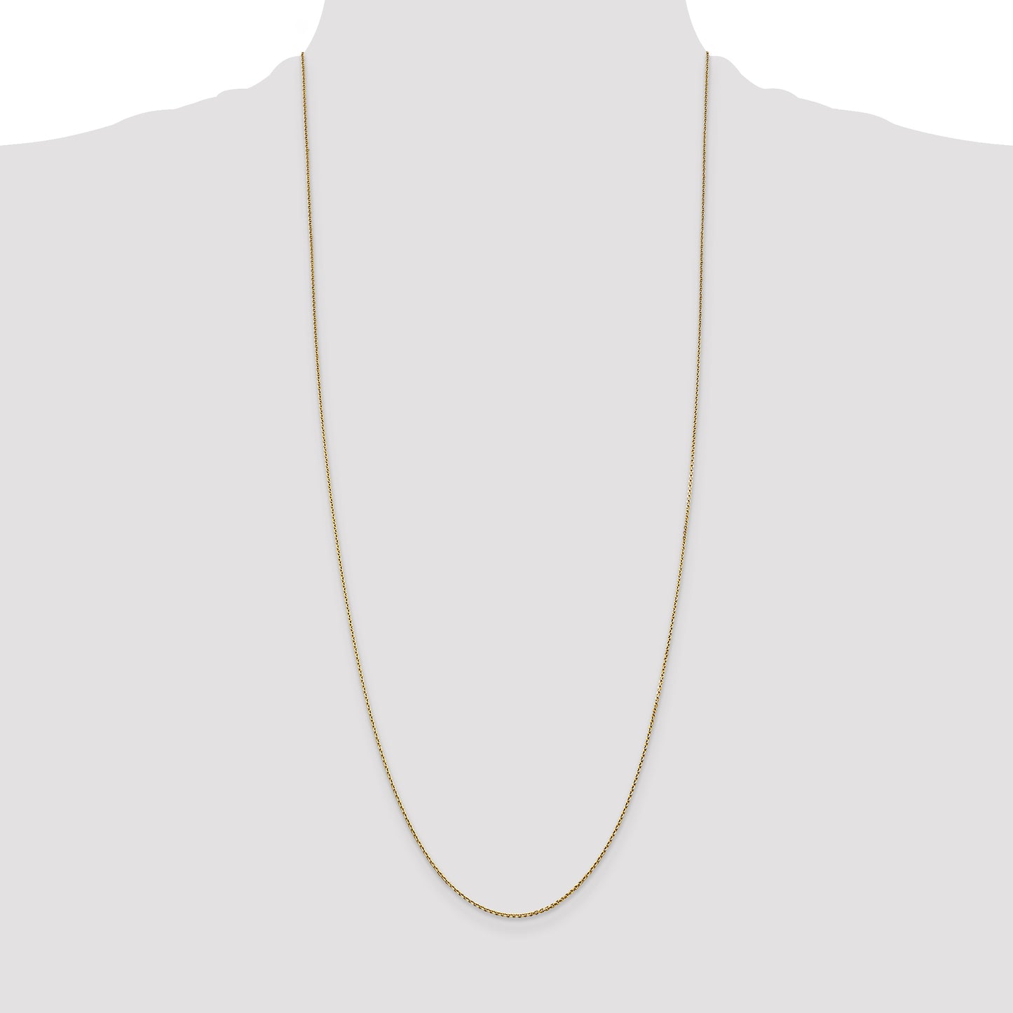 14K Yellow Gold 30 Inch .9mm Diamond-Cut Round Open Link Cable With Lobster Clasp Chain