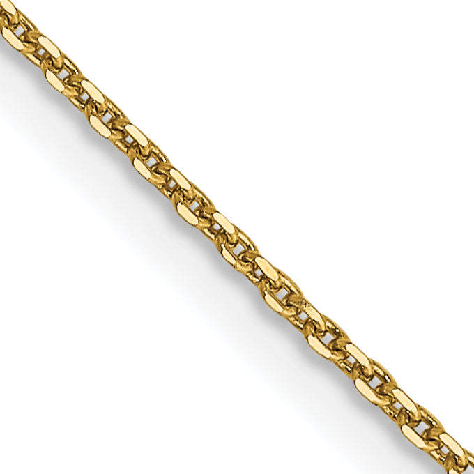 14K Yellow Gold 16 Inch .9mm Diamond-Cut Round Open Link Cable With Lobster Clasp Chain