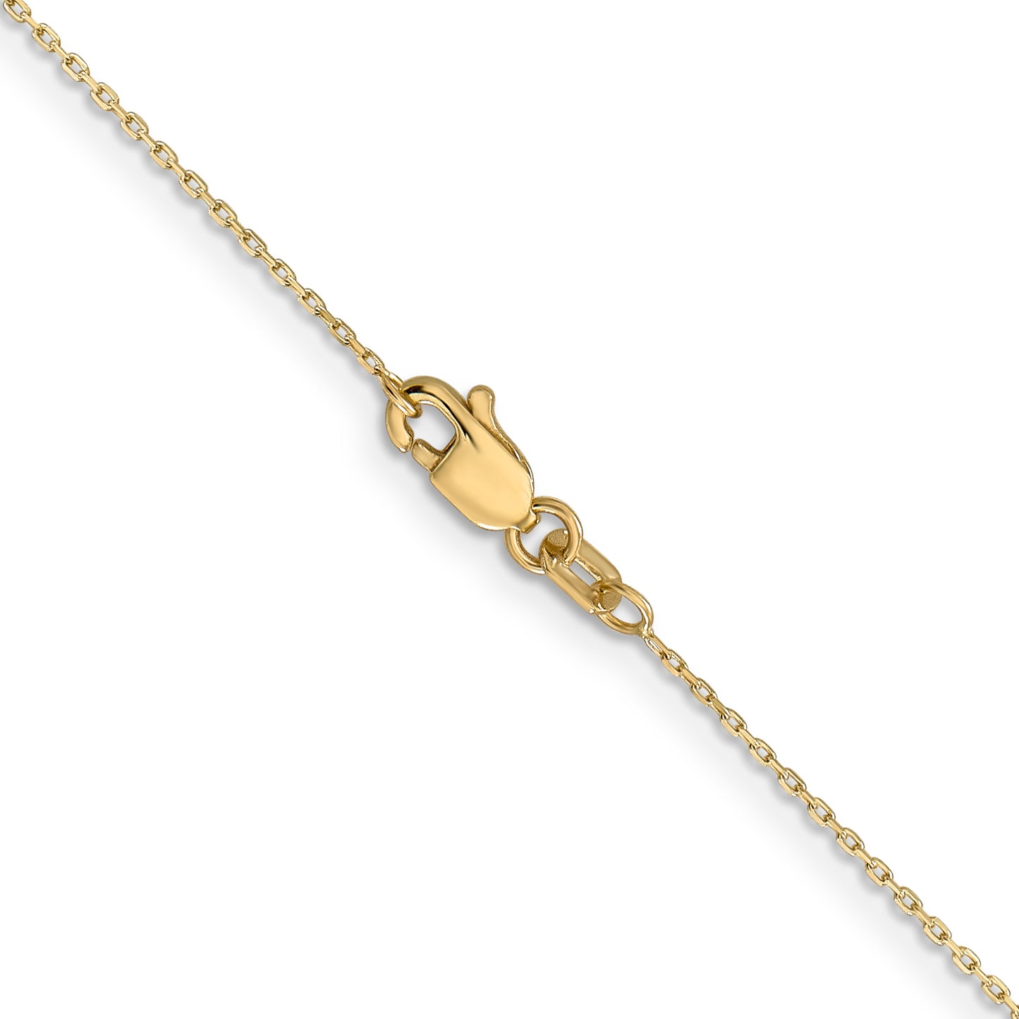 14K Yellow Gold 16 Inch .8mm Diamond-Cut Cable With Spring Ring Clasp Chain