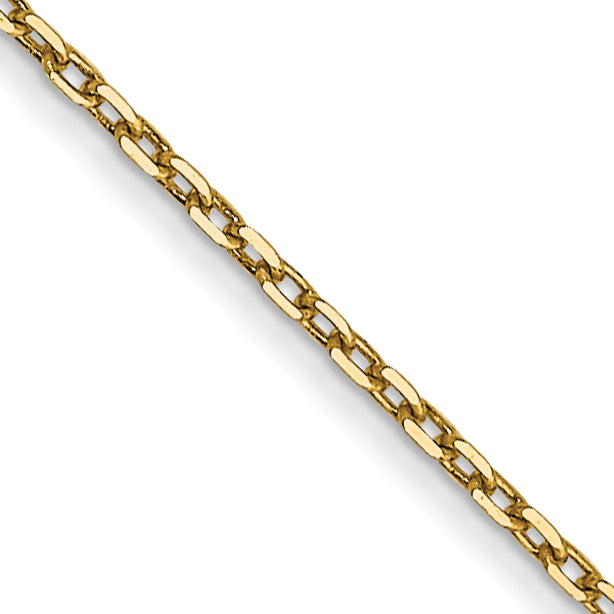 14K Yellow Gold 24 Inch .8mm Diamond-Cut Cable With Spring Ring Clasp Chain