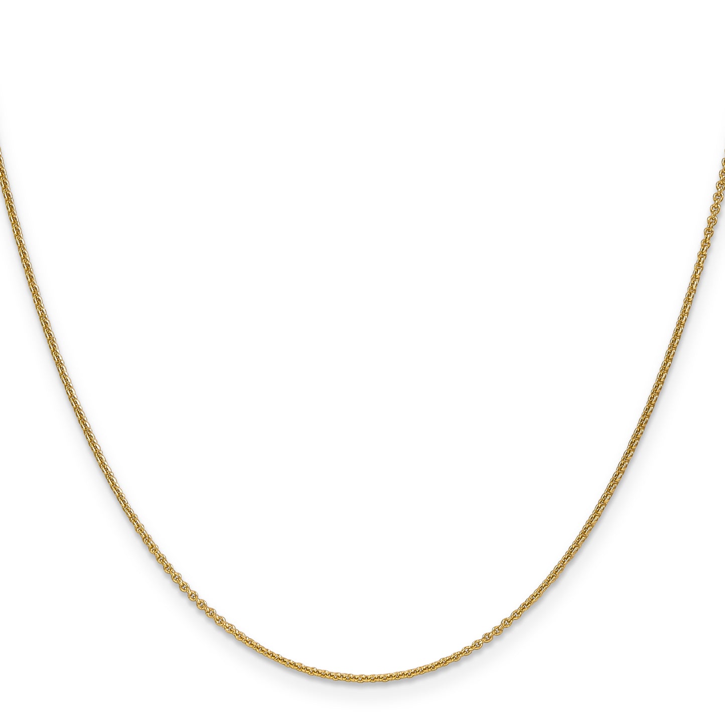 14K Yellow Gold 14 Inch 1mm Round Open Link Cable With Lobster Clasp Chain