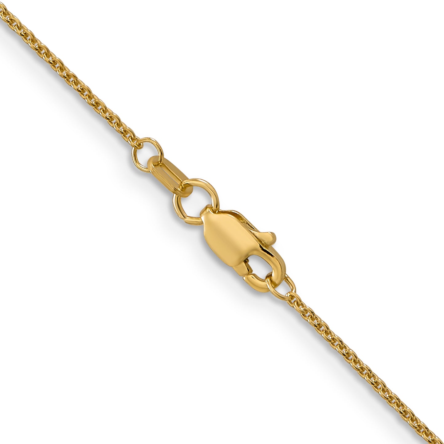 14K Yellow Gold 14 Inch 1mm Round Open Link Cable With Lobster Clasp Chain