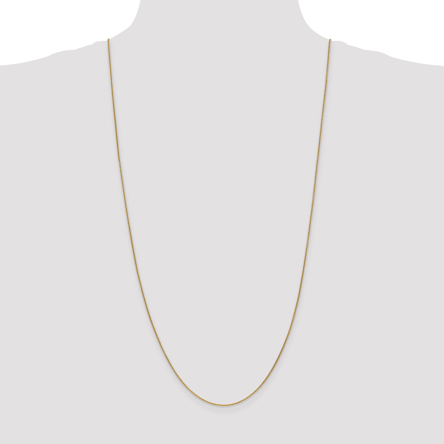 14K Yellow Gold 30 Inch 1mm Round Open Link Cable With Lobster Clasp Chain