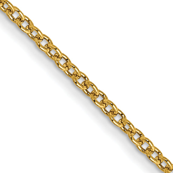 14K Yellow Gold 14 Inch 1mm Round Open Link Cable With Lobster Clasp Chain