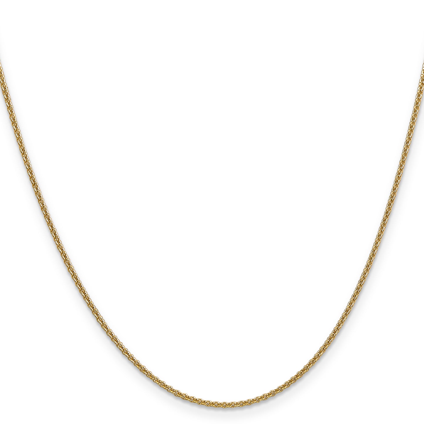 14K Yellow Gold 20 Inch 1.4mm Round Open Link Cable With Lobster Clasp Chain