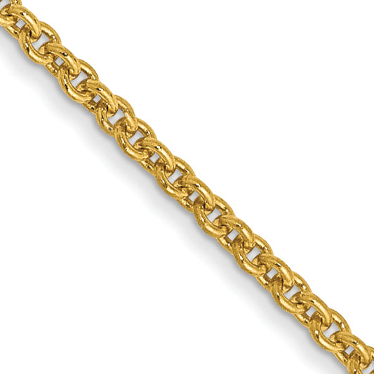 14K Yellow Gold 14 Inch 1.4mm Round Open Link Cable With Lobster Clasp Chain