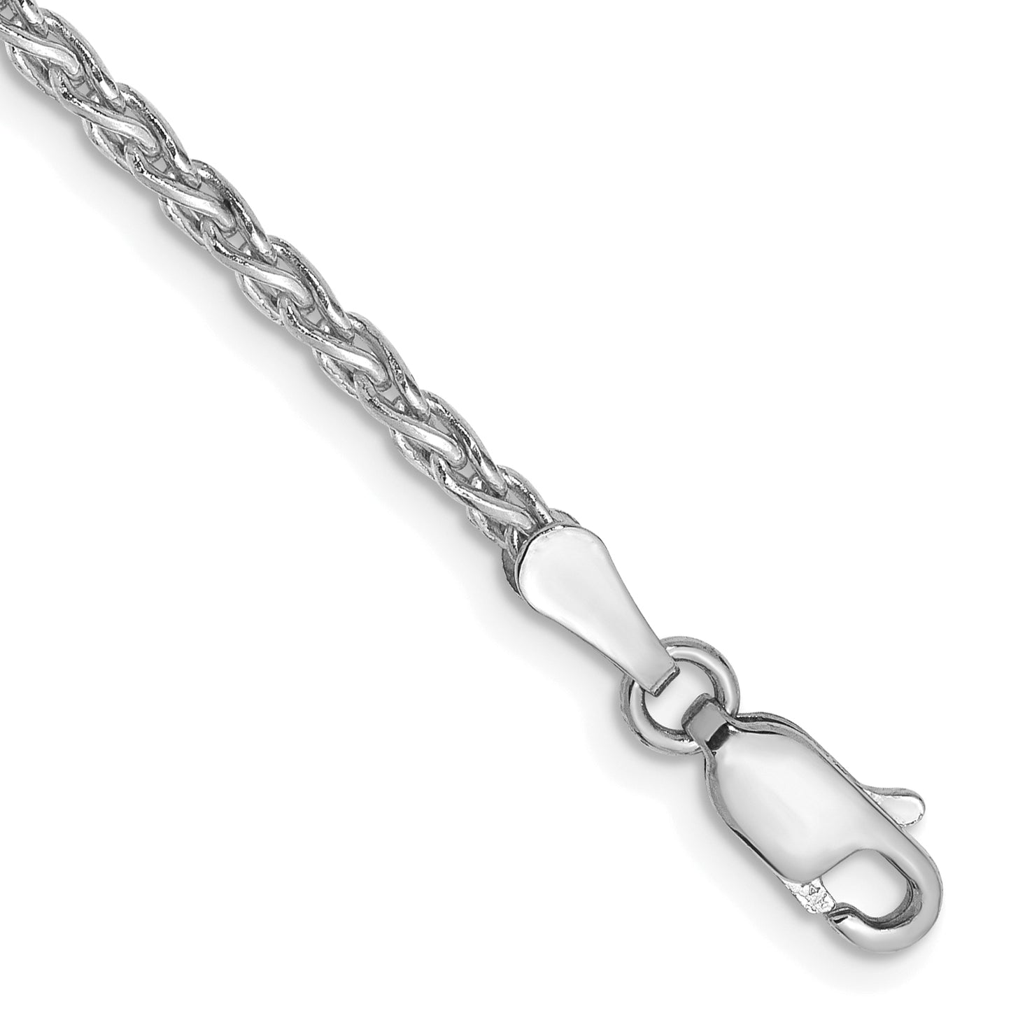 14K White Gold 7 Inch 2.25mm Parisian Wheat With Lobster Clasp Bracelet