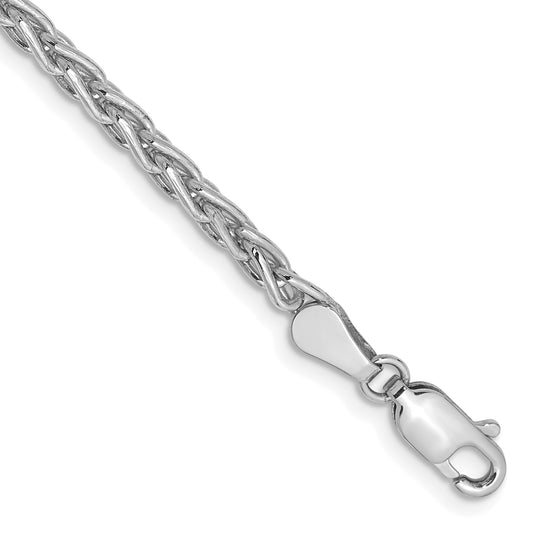 14K White Gold 7 Inch 4mm Parisian Wheat With Lobster Clasp Bracelet