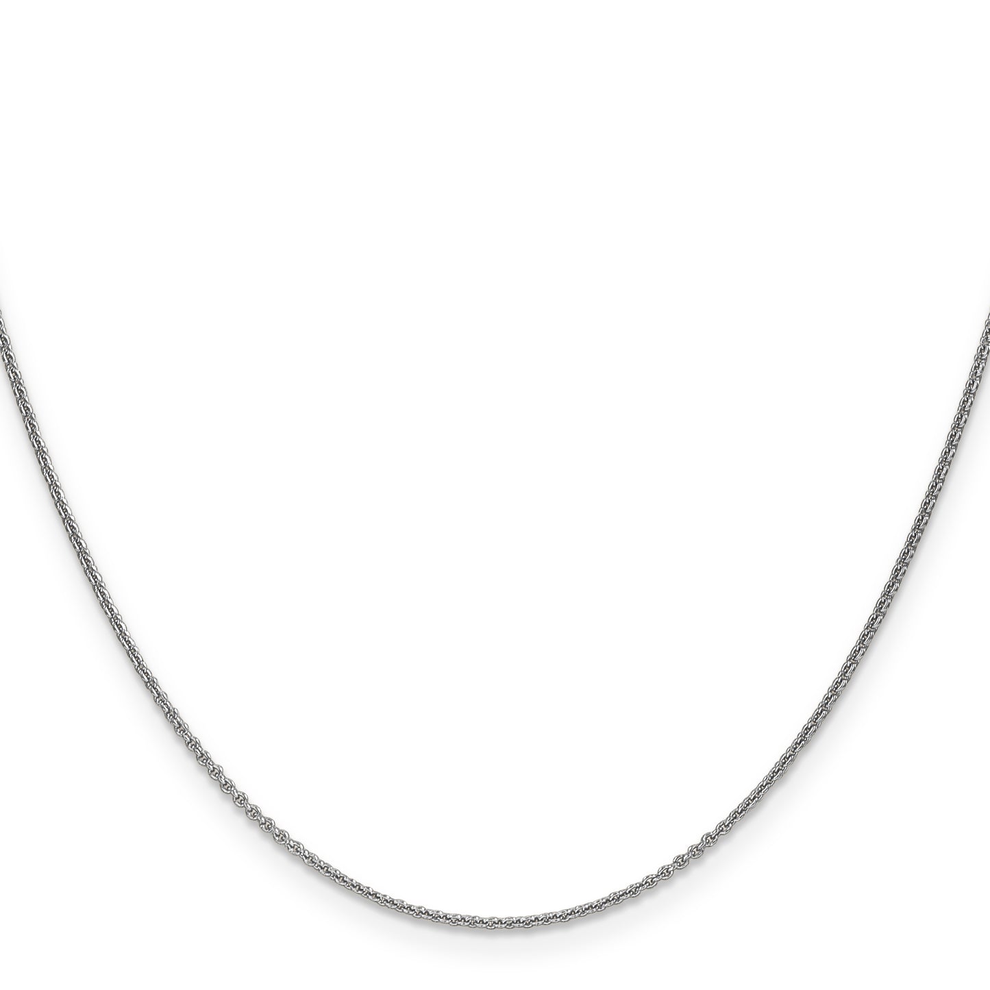 14K White Gold 16 Inch 1mm Round Open Link Cable With Lobster Clasp Chain