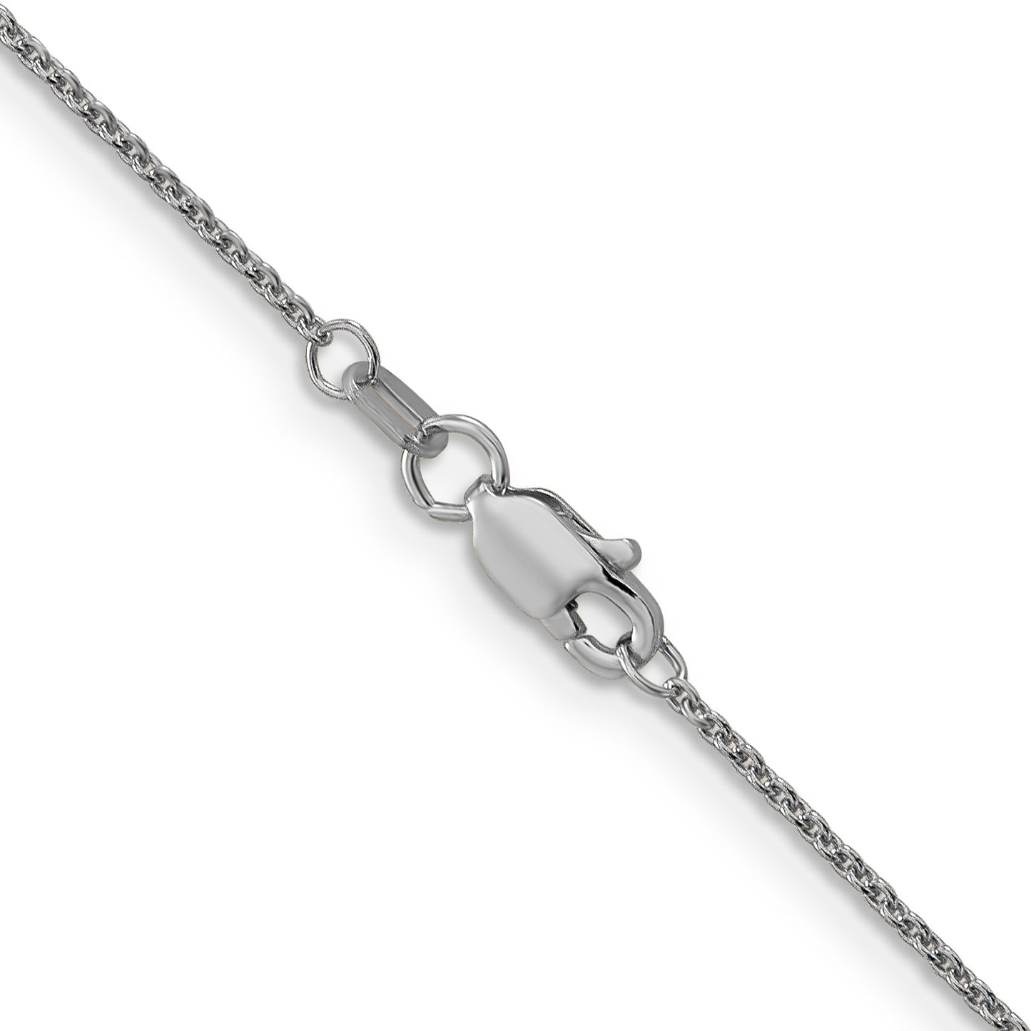 14K White Gold 24 Inch 1mm Round Open Link Cable With Lobster Clasp Chain