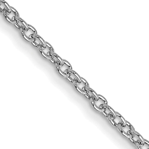 14K White Gold 14 Inch 1mm Round Open Link Cable With Lobster Clasp Chain