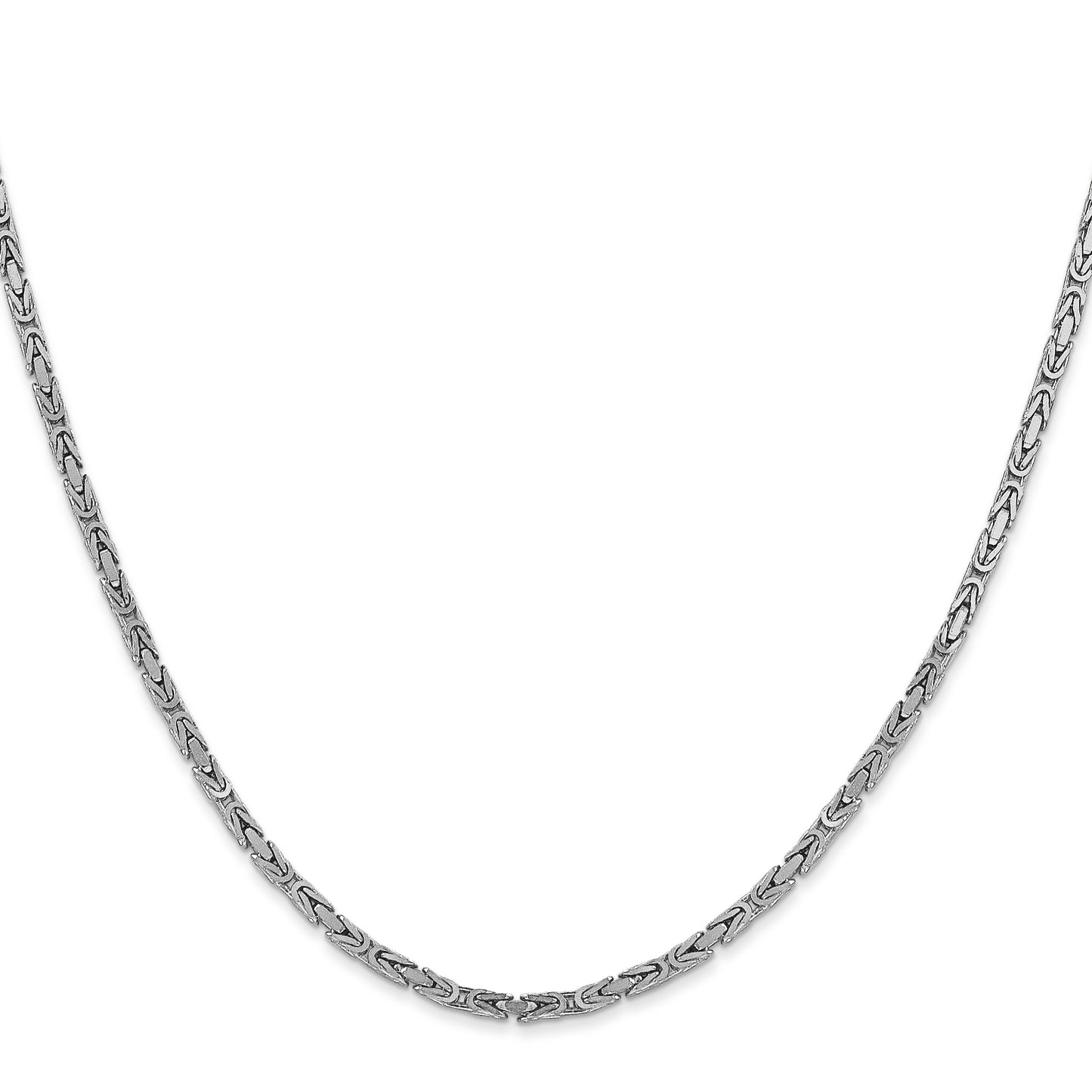 14K White Gold 16 Inch 2mm Byzantine With Lobster Clasp Chain