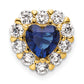 14k Yellow Gold 1 Ct. Lab Grown Diamond VS/SI+ G+ and Lab Created Blue Sapphire Heart Halo Chain Slide Pendant