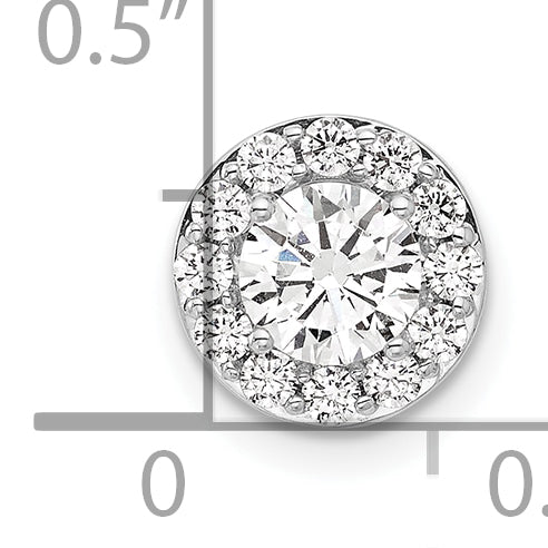 14k White Gold 3/4 Ct. Lab Grown Diamond VS/SI+ G+ Round Halo Chain Slide Pendant