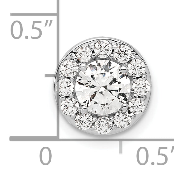 14k White Gold 1 Ct. Lab Grown Diamond VS/SI+ G+ Round Halo Chain Slide Pendant