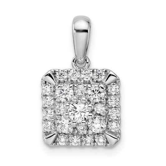 14k White Gold 1/2 Ct. Lab Grown Diamond VS/SI+ G+ Square Cluster Pendant