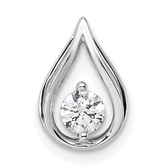 14k White Gold 1/4 Ct. Lab Grown Diamond VS/SI+ G+ Teardrop Chain Slide Pendant