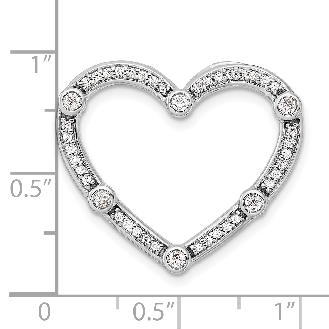 14k White Gold 1/3 Ct. Lab Grown Diamond VS/SI+ G+ Open Heart Chain Slide Pendant