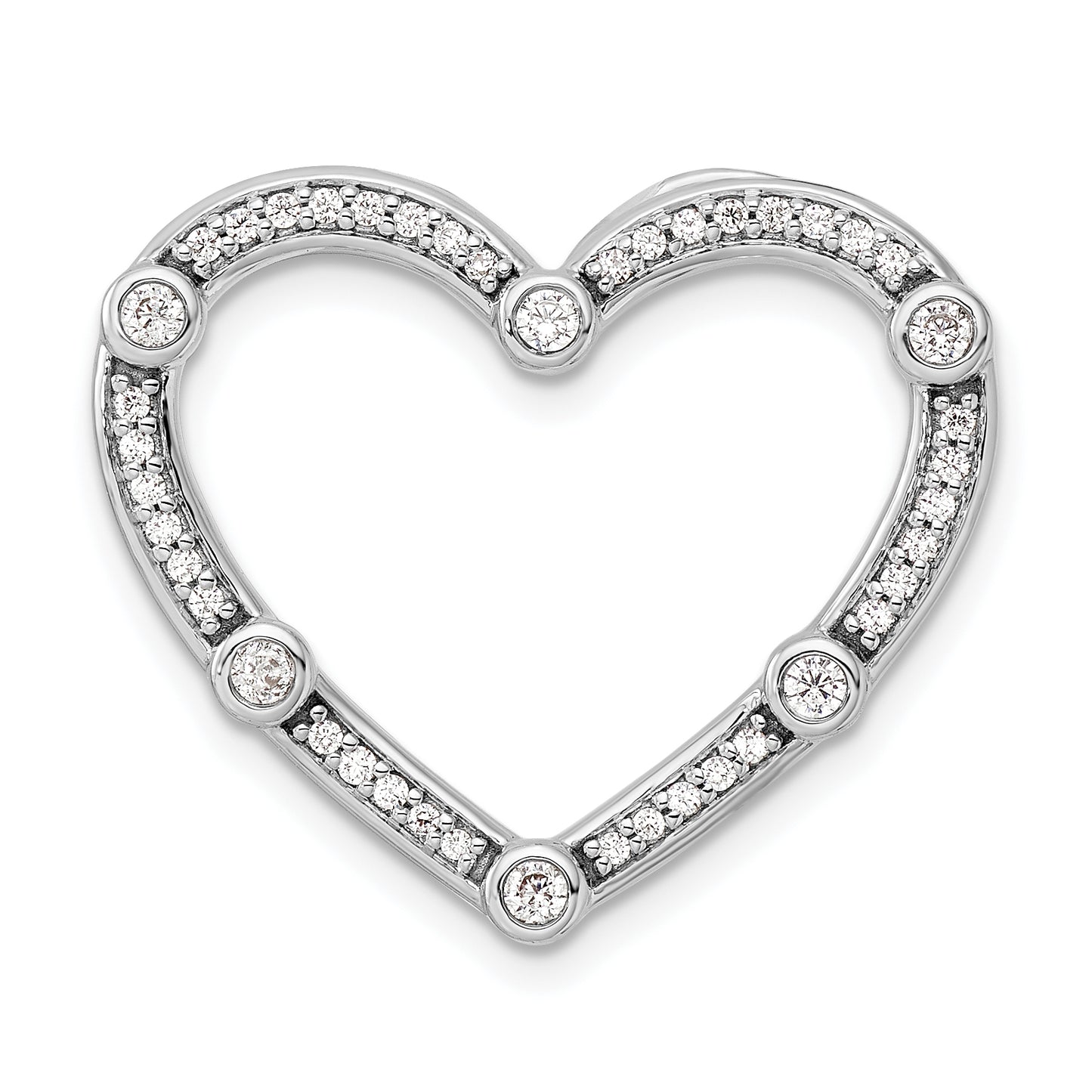 14k White Gold 1/3 Ct. Lab Grown Diamond VS/SI+ G+ Open Heart Chain Slide Pendant