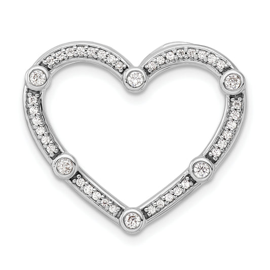 14k White Gold 1/3 Ct. Lab Grown Diamond VS/SI+ G+ Open Heart Chain Slide Pendant