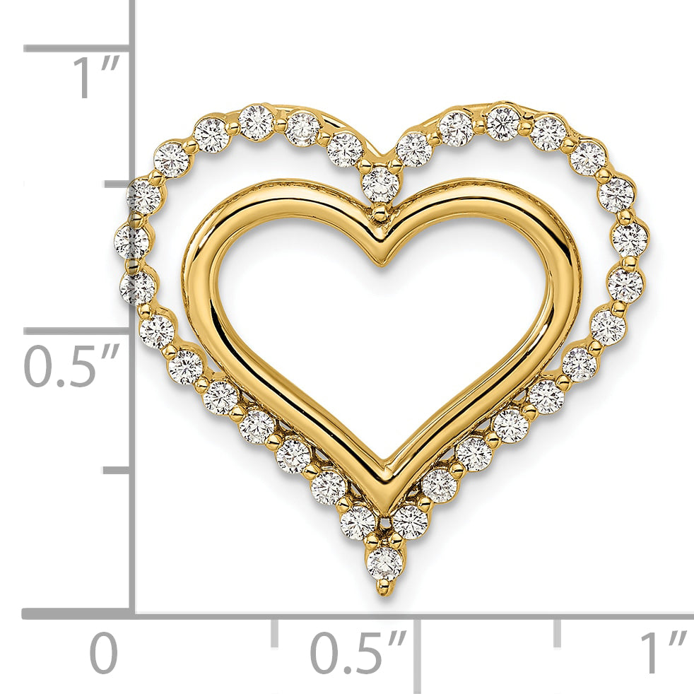 14k Yellow Gold 1/2 Ct. Lab Grown Diamond VS/SI+ G+ Double Heart Chain Slide Pendant