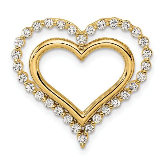 14k Yellow Gold 1/2 Ct. Lab Grown Diamond VS/SI+ G+ Double Heart Chain Slide Pendant