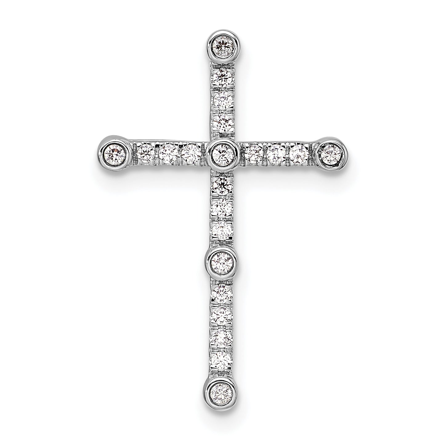 14k White Gold 1/5 Ct. Lab Grown Diamond VS/SI+ G+ Cross Chain Slide Pendant