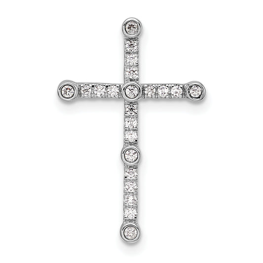 14k White Gold 1/5 Ct. Lab Grown Diamond VS/SI+ G+ Cross Chain Slide Pendant