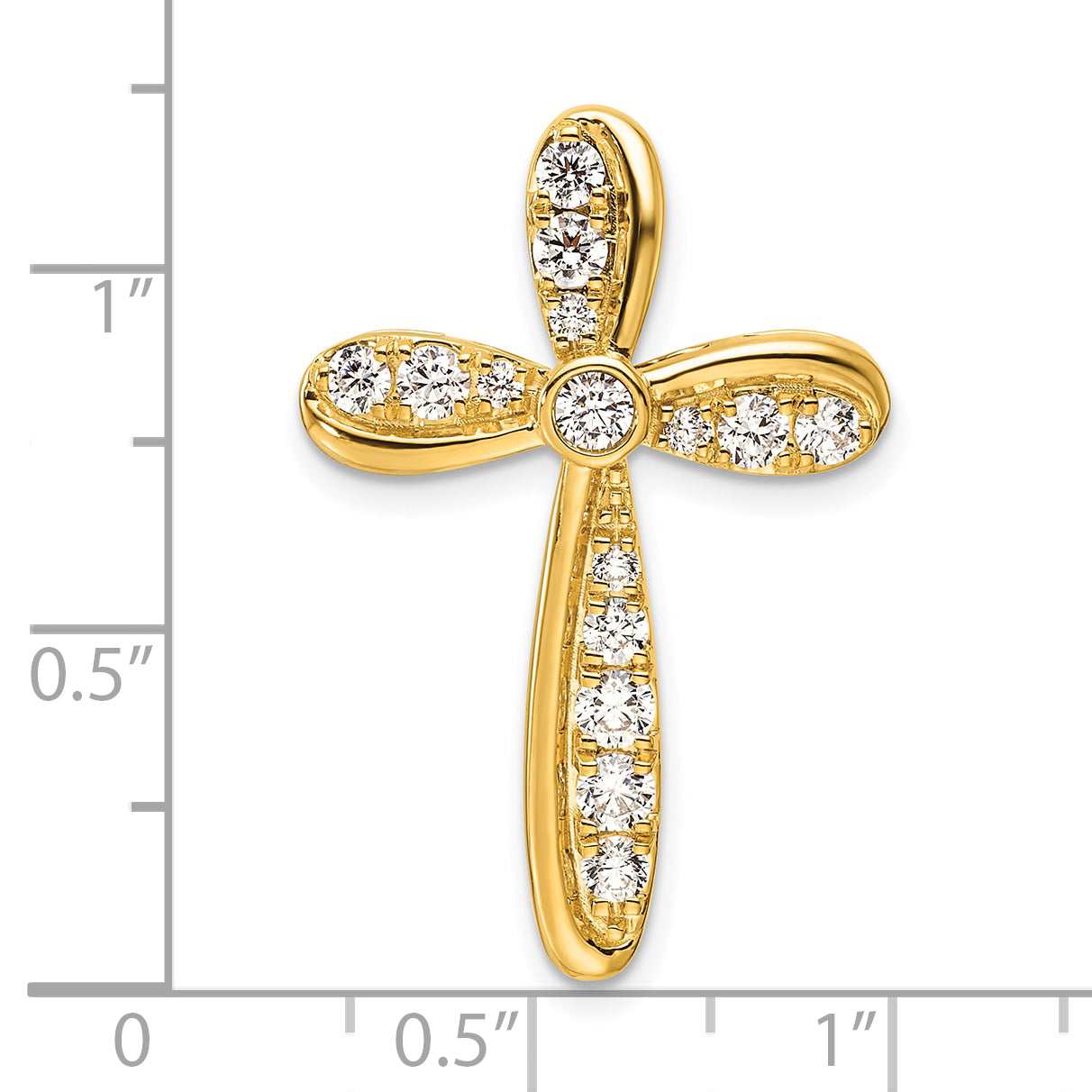 14k Yellow Gold 3/4 Ct. Lab Grown Diamond VS/SI+ G+ Cross Chain Slide Pendant