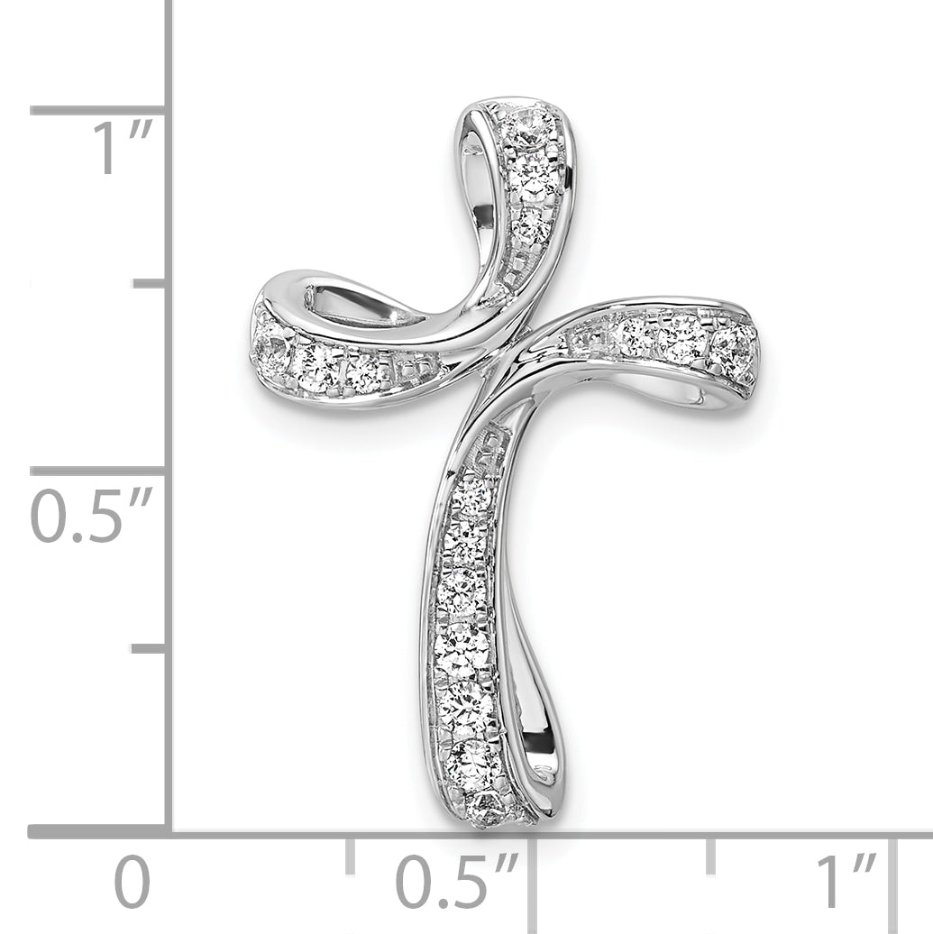 14k White Gold 1/3 Ct. Lab Grown Diamond VS/SI+ G+ Cross Chain Slide Pendant