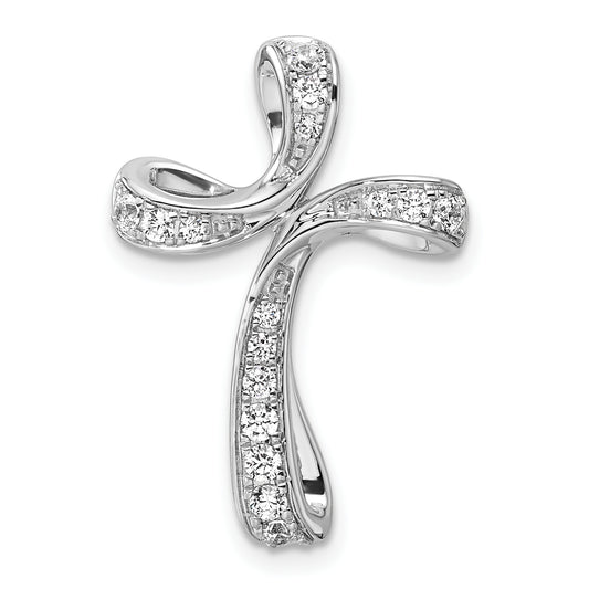 14k White Gold 1/3 Ct. Lab Grown Diamond VS/SI+ G+ Cross Chain Slide Pendant