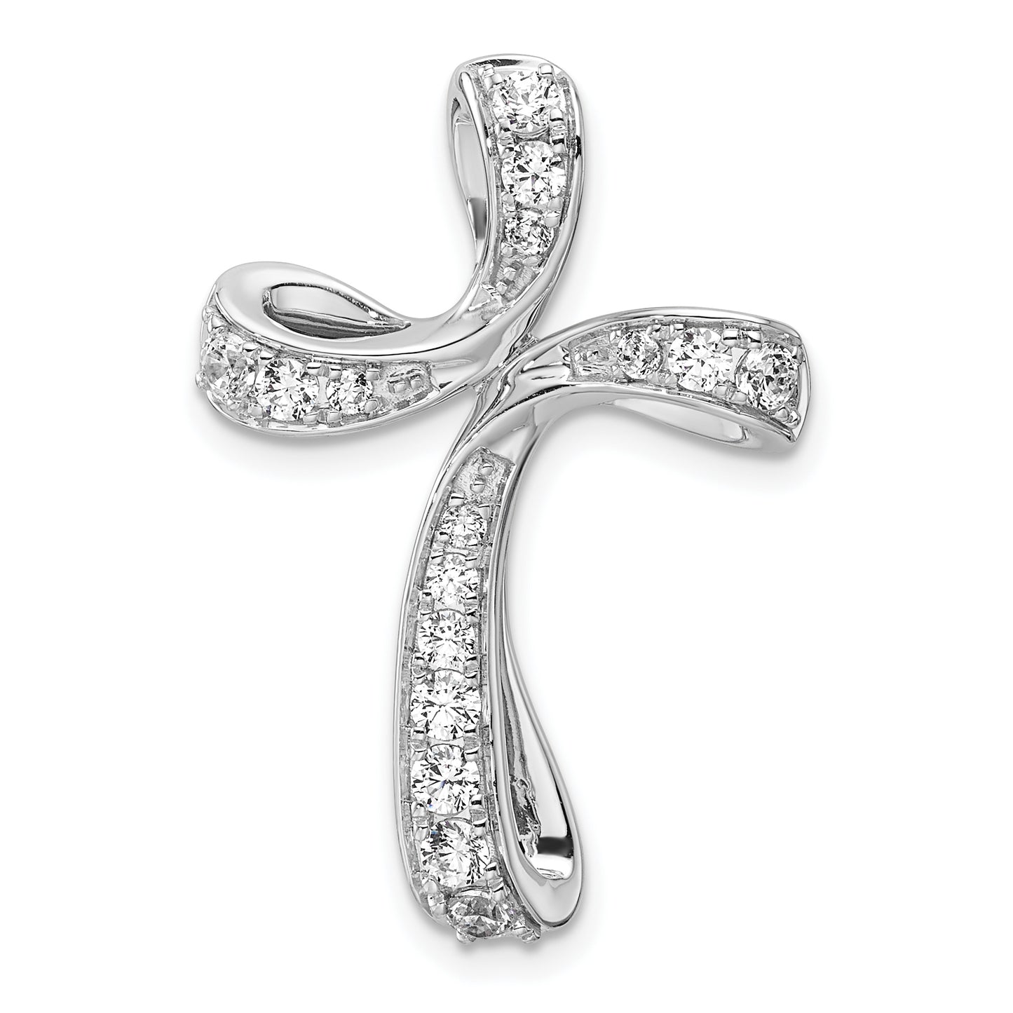 14k White Gold 5/8 Ct. Lab Grown Diamond VS/SI+ G+ Cross Chain Slide Pendant