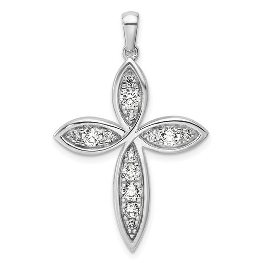 14k White Gold 3/4 Ct. Lab Grown Diamond VS/SI+ G+ Cross Pendant