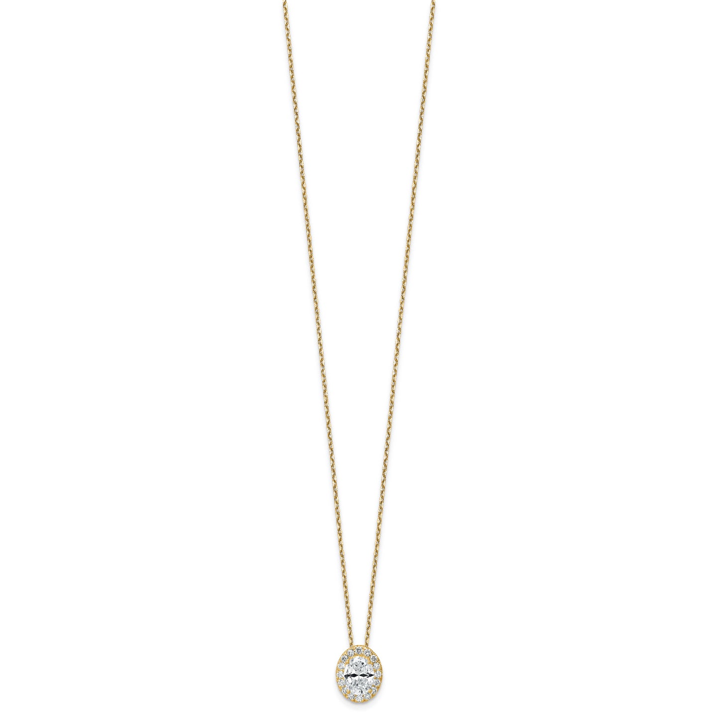 14k Yellow Gold 2 1/2 Ct. Certified Lab Grown Diamond VS/SI+ G+ 18 inch Oval Halo Pendant Necklace