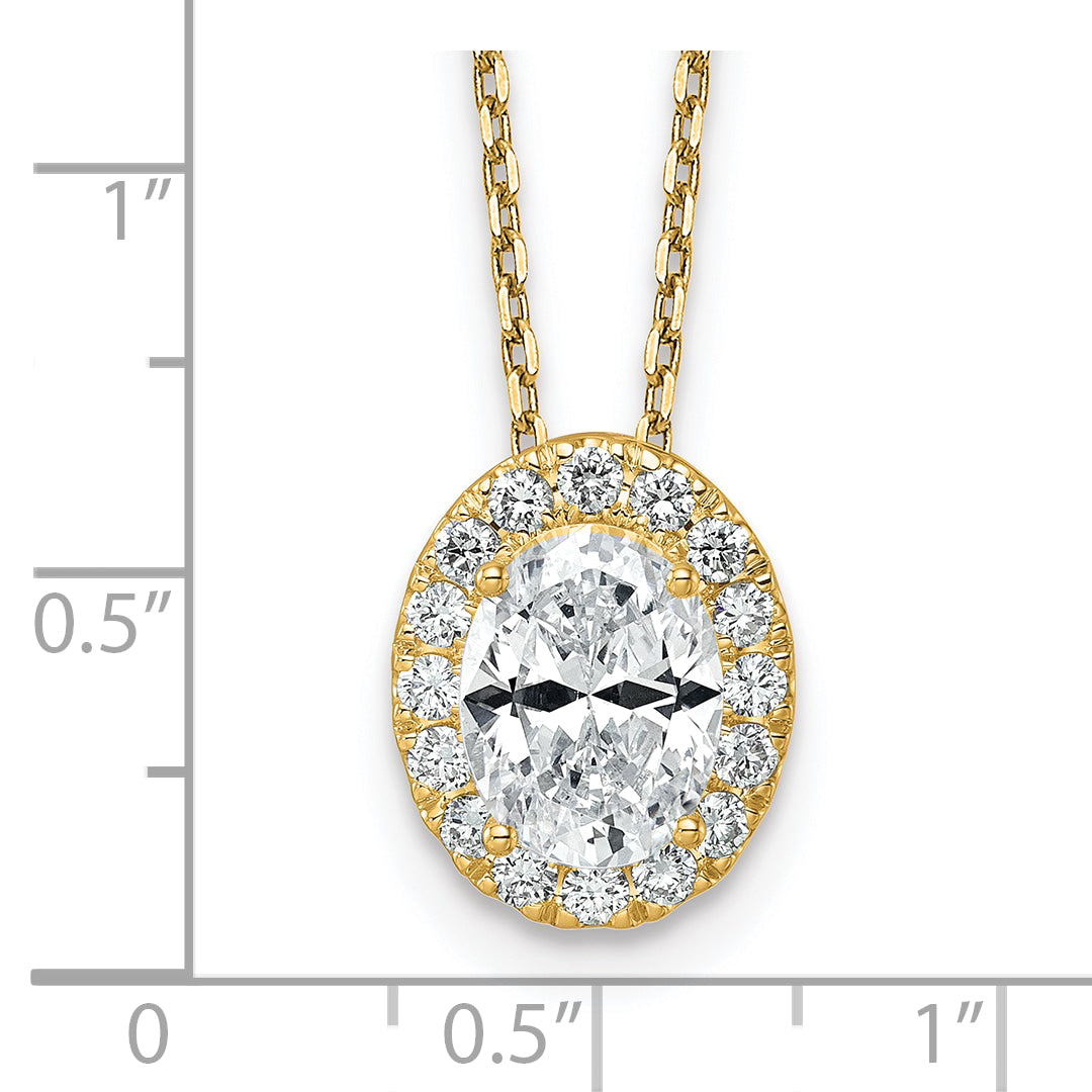 14k Yellow Gold 2 1/2 Ct. Certified Lab Grown Diamond VS/SI+ G+ 18 inch Oval Halo Pendant Necklace