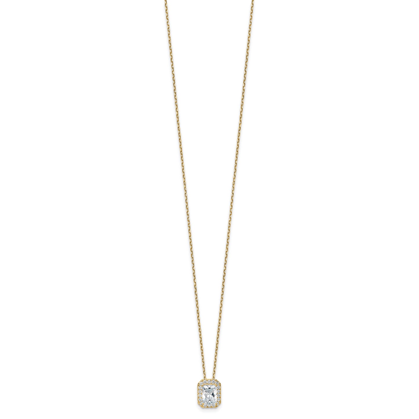 14k Yellow Gold 2 1/2 Ct. Certified Lab Grown Diamond VS/SI+ G+ 18 inch Radiant Halo Pendant Necklace